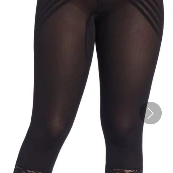 NWT Rago Shapewear Capri Mesh Leggings Lace Trim Black Style 6269 Size M/28 - Picture 2 of 5